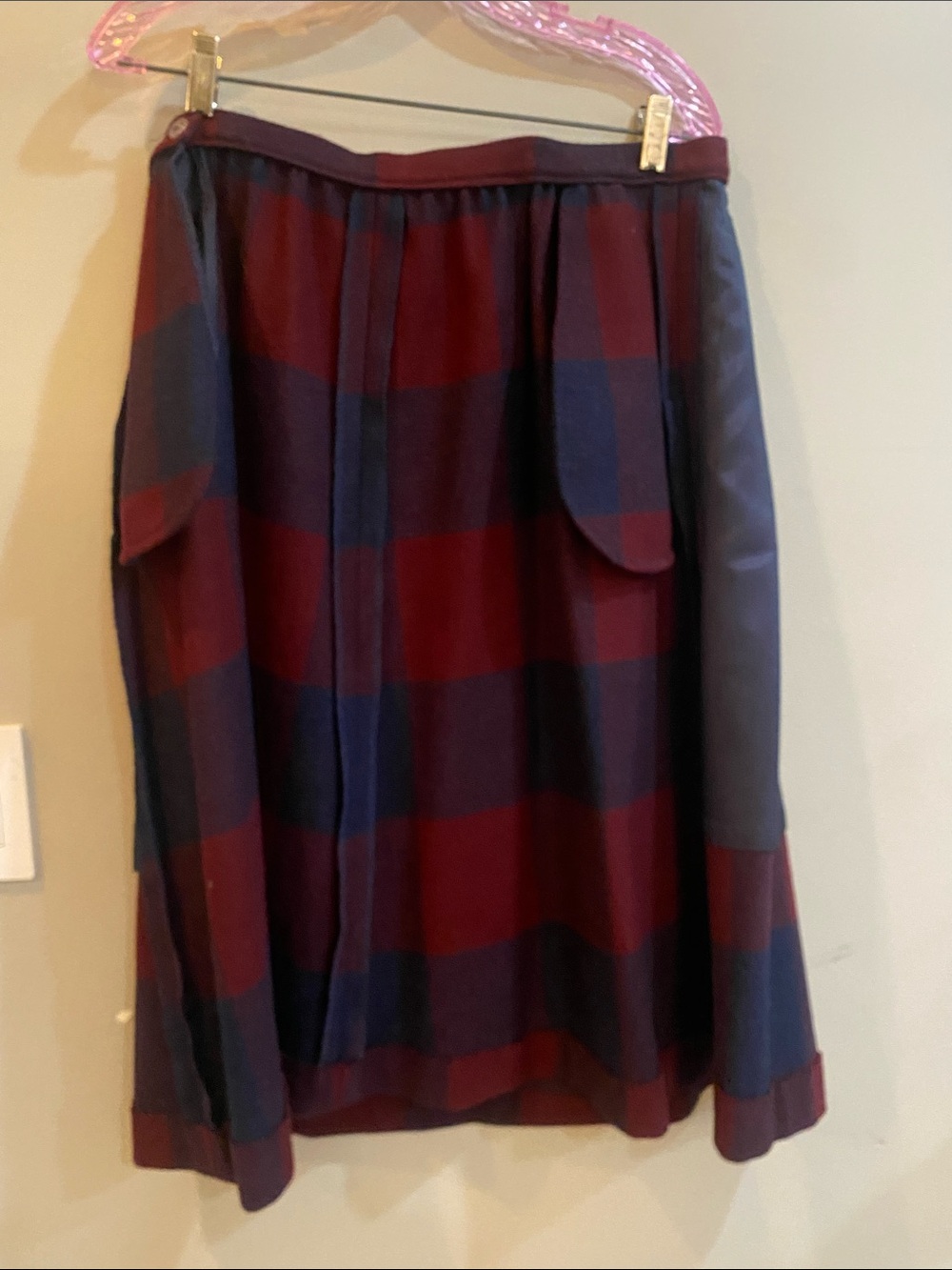 Pendleton Maroon and Navy Plaid A-Line Skirt Wool VGUC VTG 16 - Picture 8 of 13